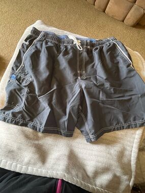 Men's Speedo Gray Swim Trunks with Tie XXL